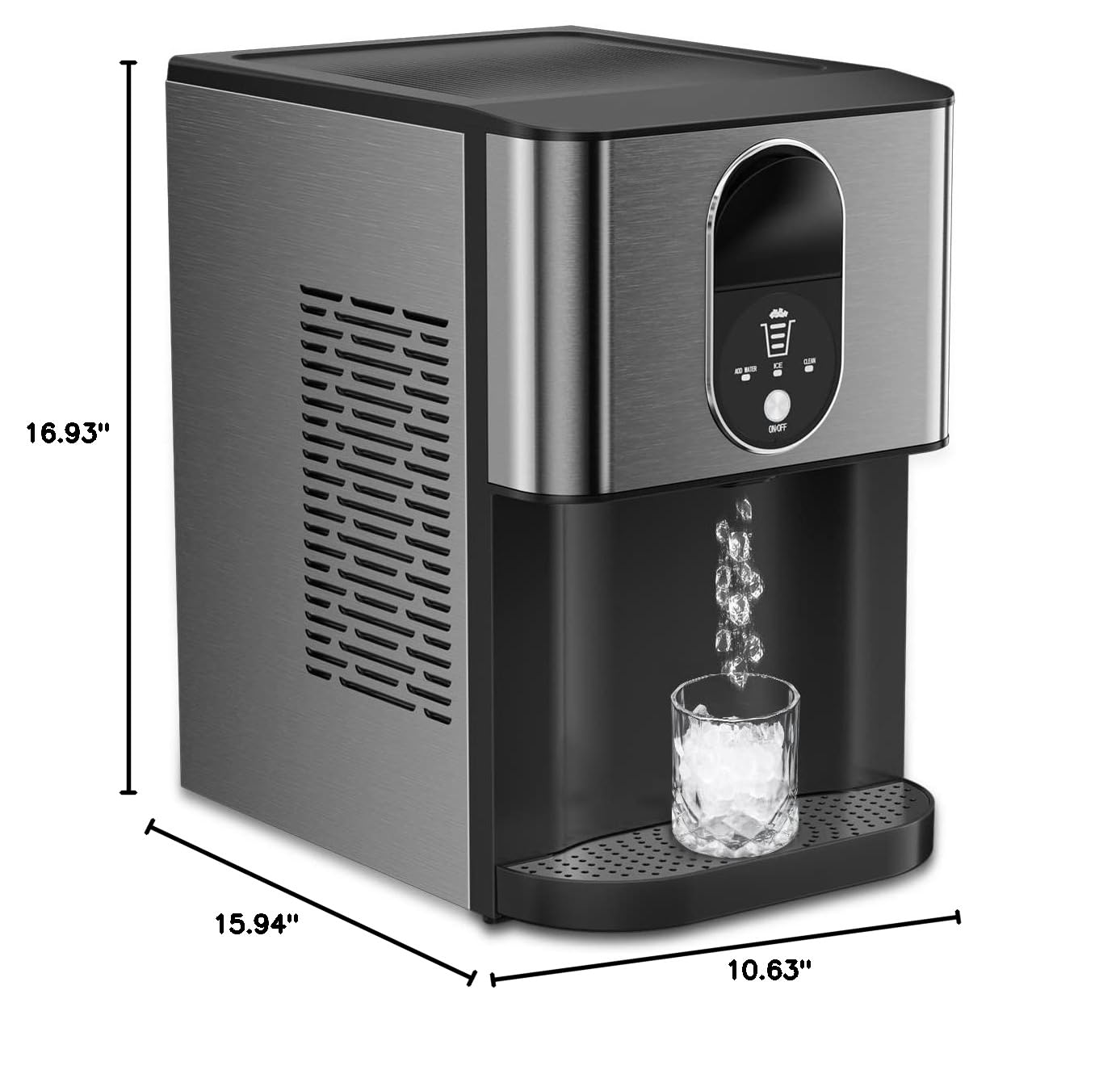 Limited-Quantity Anniversary Deal：Kndko Nugget Ice Maker,Self Dispensing Pellet Ice Maker,44lbs/24H, Self Cleaning Ice Maker,3.3lbs Ice Storage