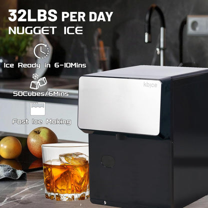 Limited-Quantity Anniversary Deal：Countertop Nugget Ice Maker with Chewable Soft Ice, 35lbs/24Hrs | High Capacity,Self-Cleaning&Automatic Dispensing,Quiet 45dB